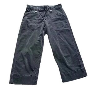 CAbi Pants Womens 6 Gray Cotton Stretch Corduroy  Crop Pockets Straight Leg